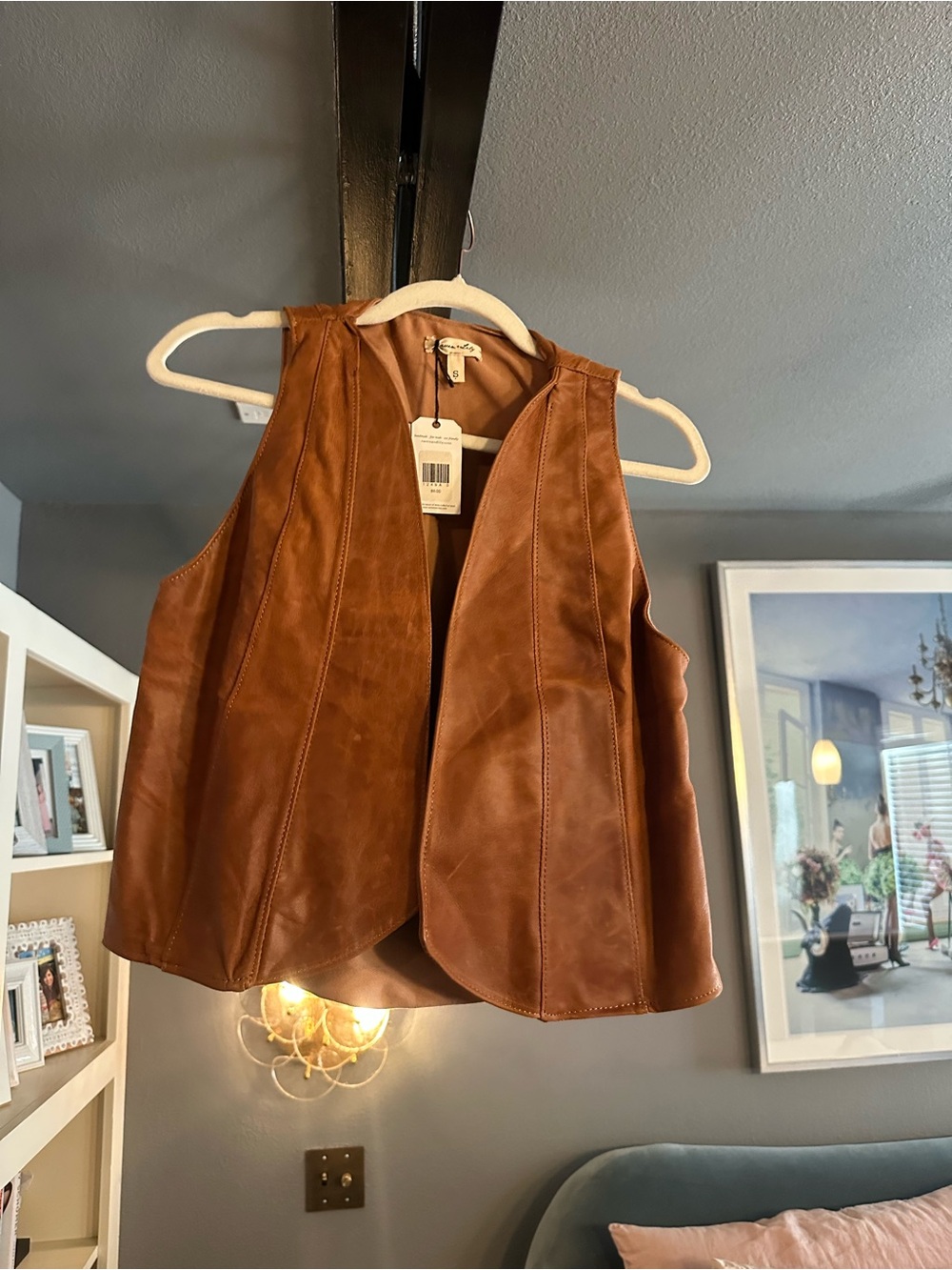 Raven + Lily Chestnut Brown Leather Vest